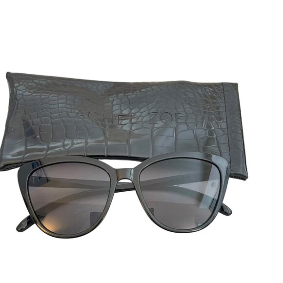 Rachel Zoe Black Cat Eye Oversized Womens Sunglasses With Case - Picture 2 of 3